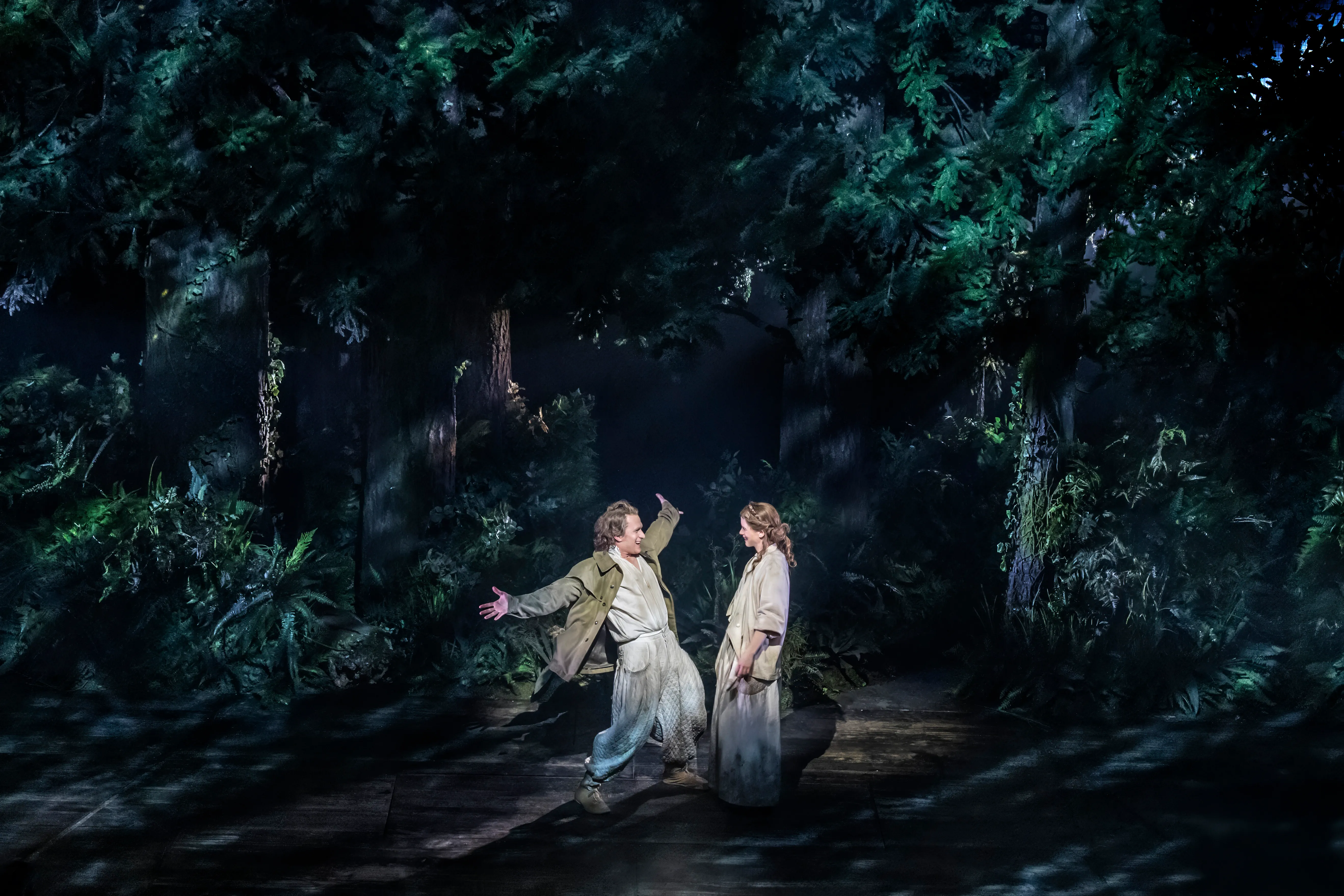 Jamie Parker and Katie Brayben as the Baker and the Baker's Wife, original Bridge Theatre production photo