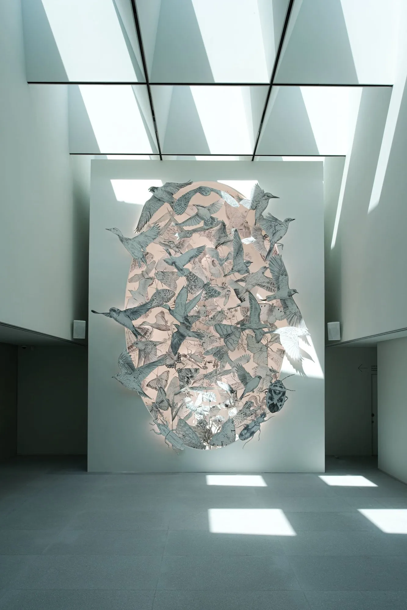 Come Home Again — a monumental drawing of endangered species lit in the FUTURA SEOUL atrium