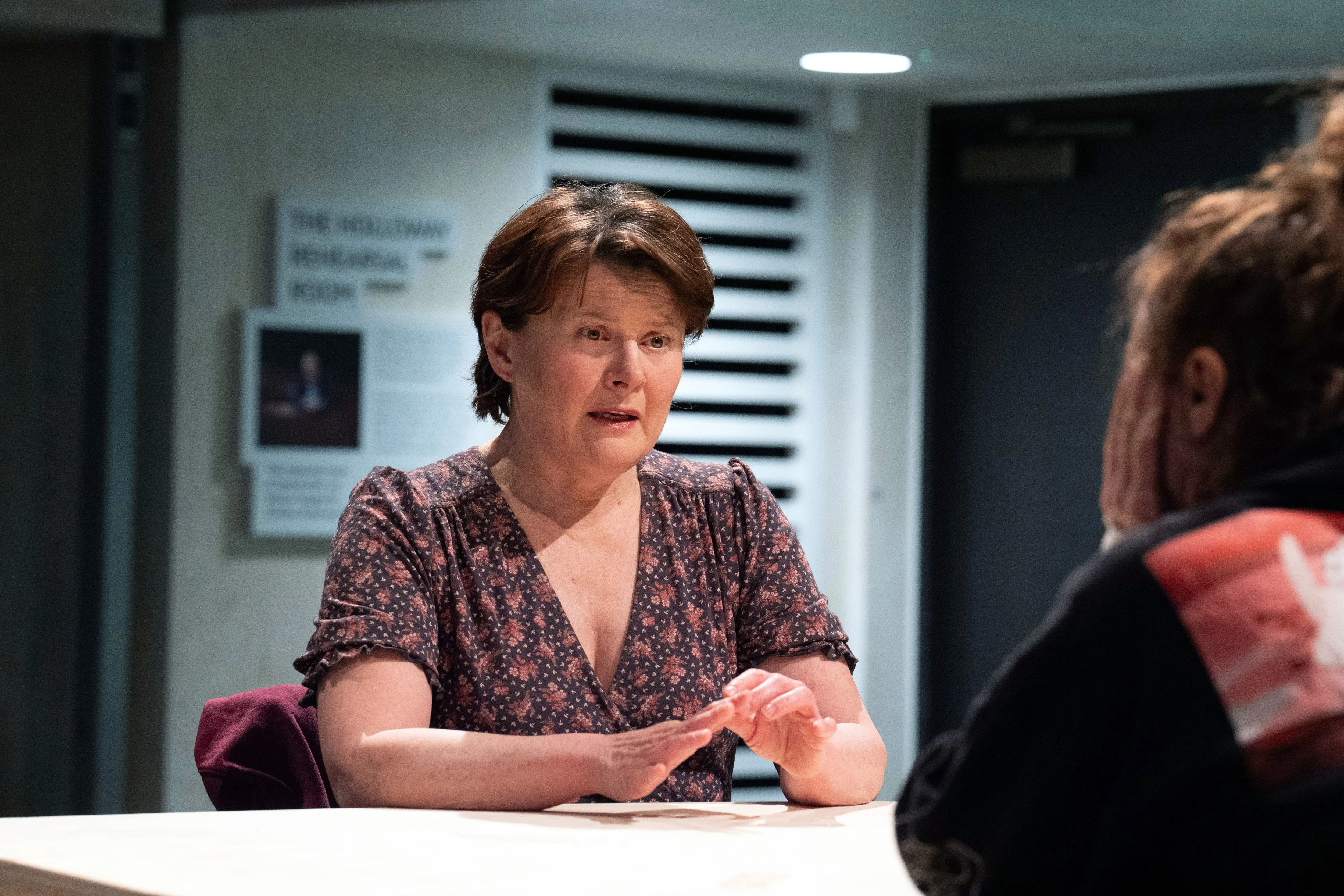 Monica Dolan as Linda in rehearsal
