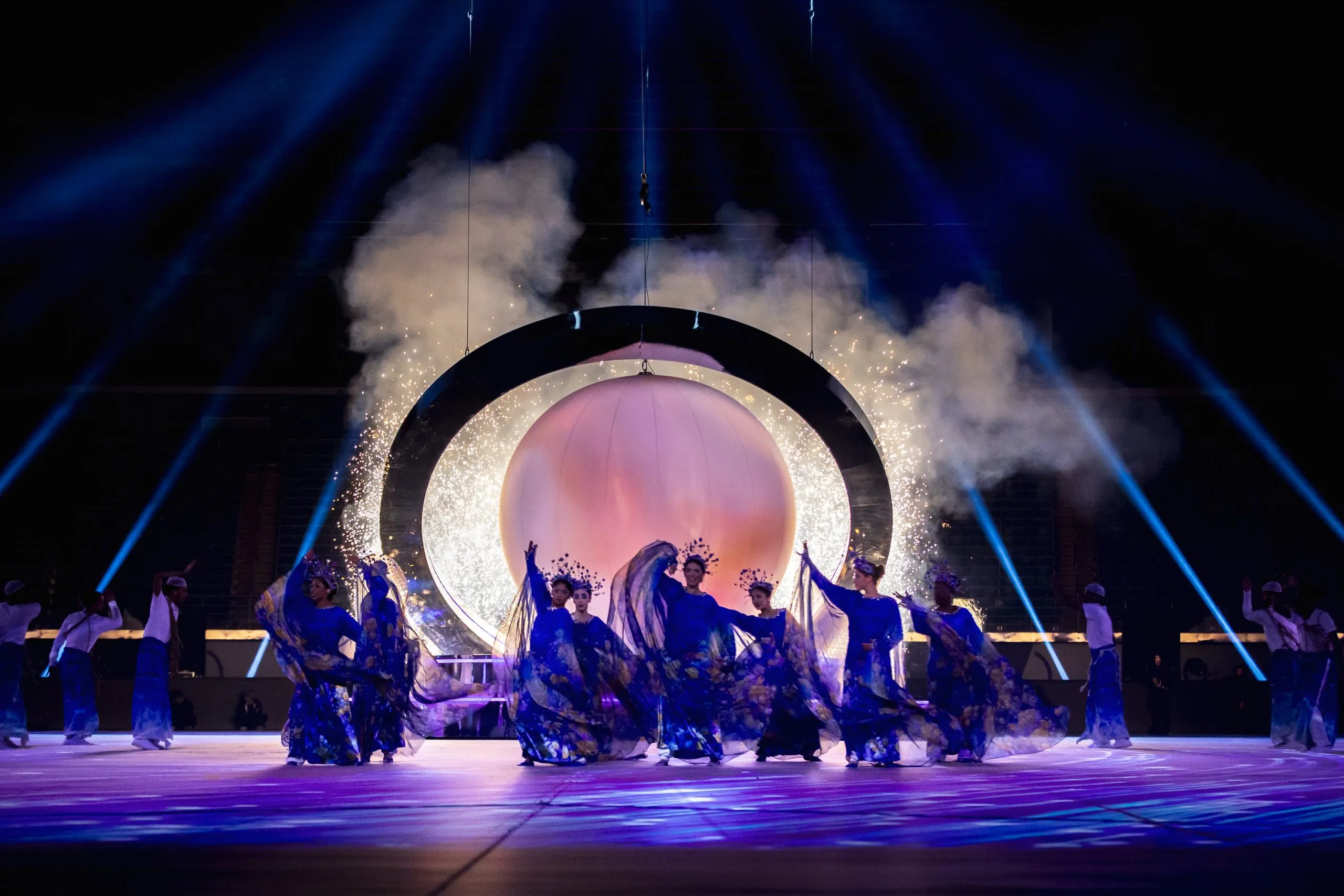 Ceremony stage with performers — 26th Arabian Gulf Cup opening ceremony