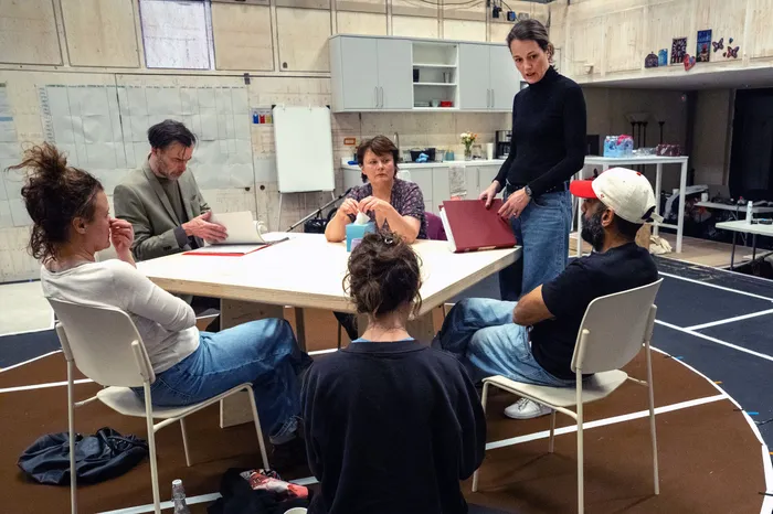 The company of Mass in rehearsals at the Donmar Warehouse