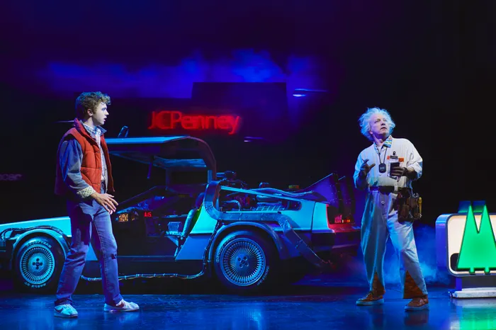 Marty and Doc in Back to the Future — The Musical